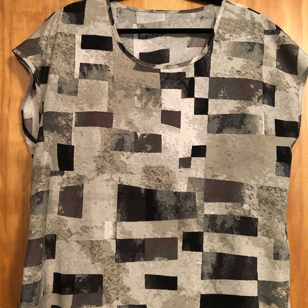 Shein, blouse, geometric design.